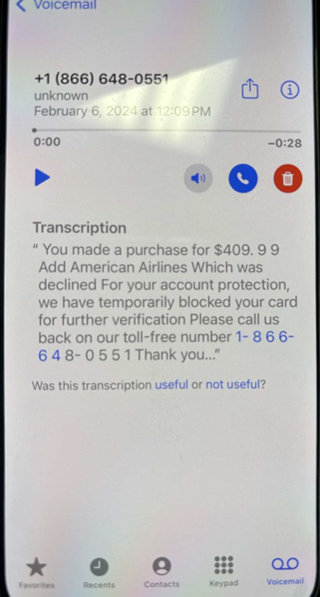 Text  scam screenshot 2.2024
