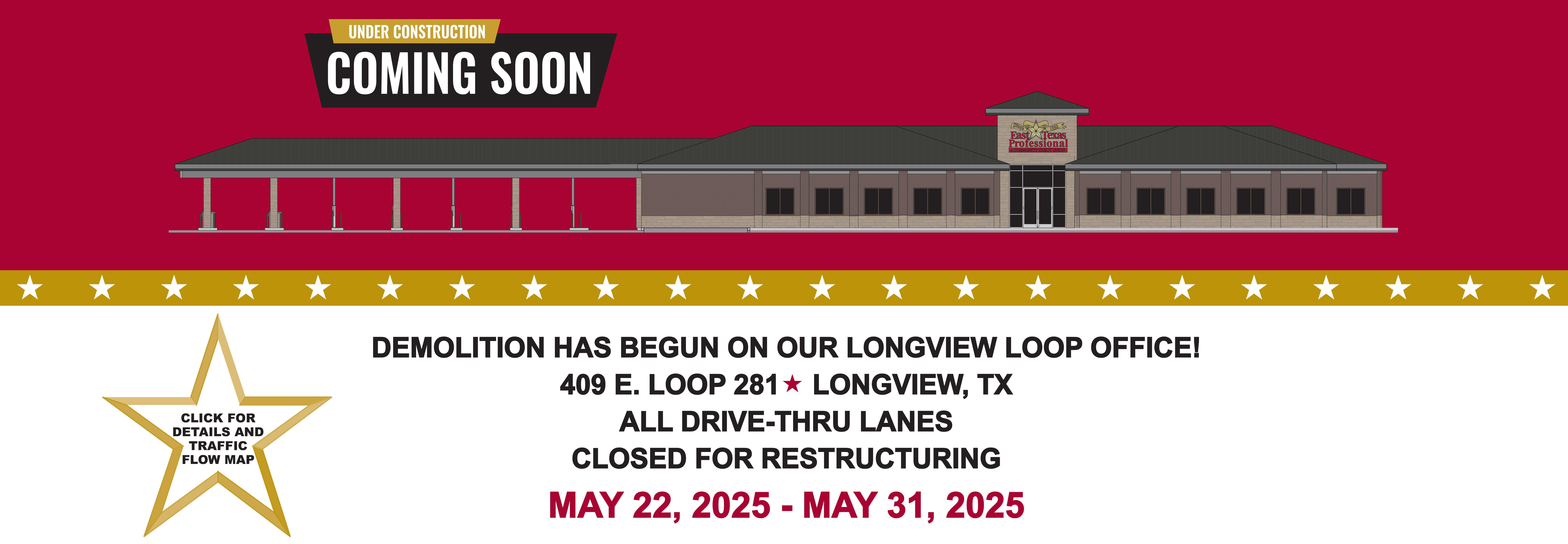 Hero ad Longview Loop Construction DT lanes closed